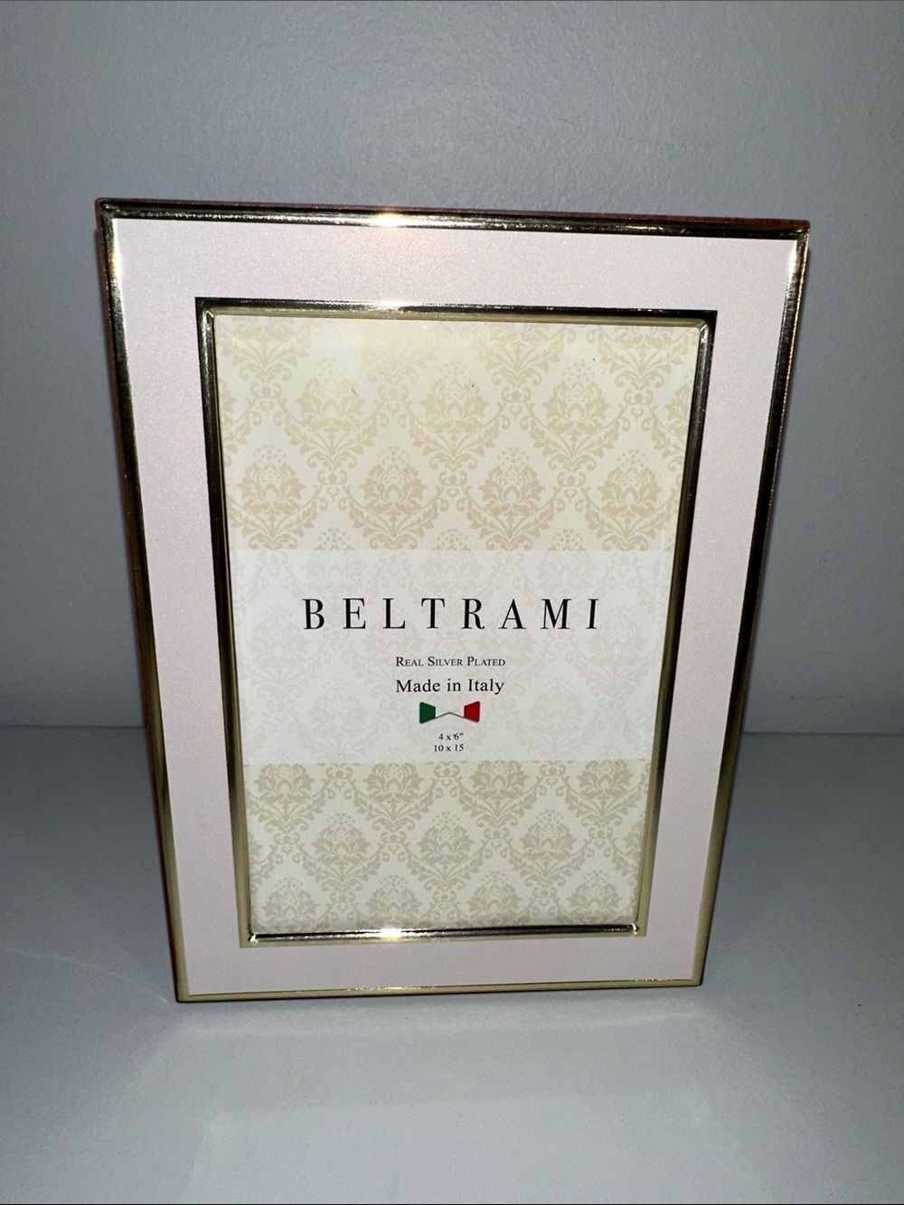 BELTRAMI Blush Pink Gold Tone Real Silver Prated Elegant 4 x 6 Picture Frame